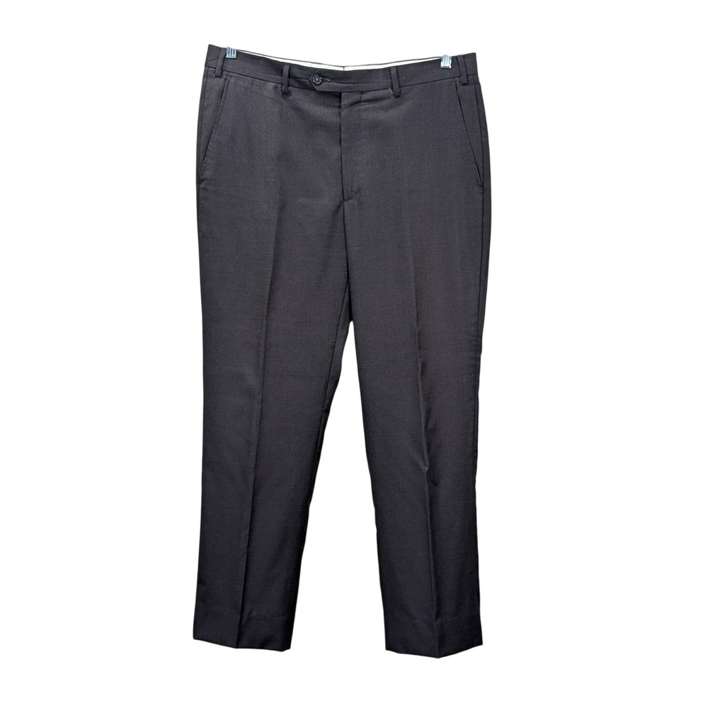 Santorelli Roma Mens 36 Charcoal Loro Piana Italy Wool Dress Trousers Flat Front